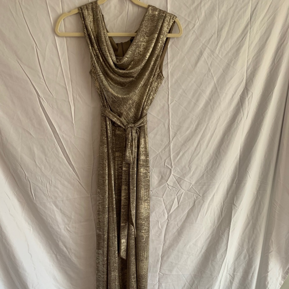 Vintage Cowlneck Metallic Jumpsuit